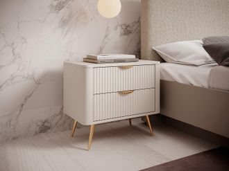 Pascal Morabito Comodino 2 cassetti Beige e Dorato - ELONARIA di PASCAL MORABITO