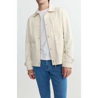 DL1961 Sean Cotton Stretch Herringbone Shirt Jacket in Ecru Herringbone at Nordstrom, Size X-Large