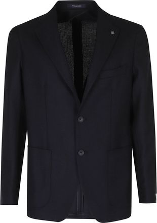 Tagliatore Blue Single-Breasted Micro-Perforated Wool Blazer