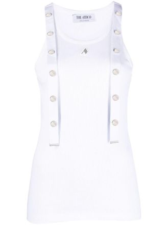 The Attico White Embellished Scoop Neck Top