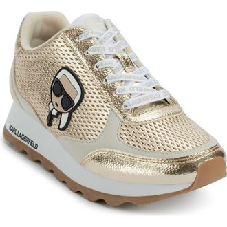 Karl Lagerfeld Meade Metallic Sneaker in White Gold at Nordstrom, Size 6.5