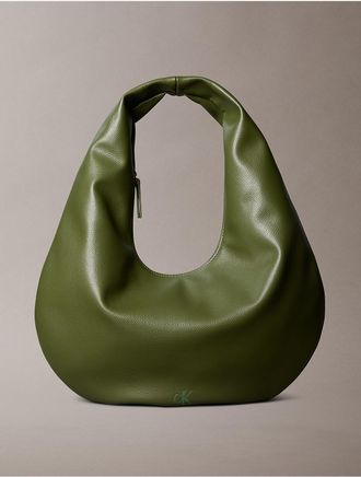 Calvin Klein Womens Pebble Grain Crescent Shoulder Bag - Green