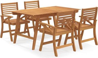 vidaXL Juego De Comedor De Jard&iacute;n 5 Piezas Madera Maciza De Acacia Vidaxl