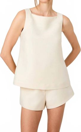 French Connection Structured Taffeta Sleeveless A-Line Top In Porcelain Cream