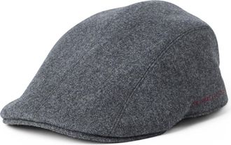 Brunello Cucinelli Virgin wool flannel flat cap in Dark Grey at Nordstrom, Size X-Large