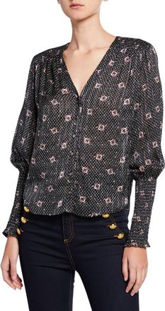 Veronica Beard Printed Silk Blouse Size S