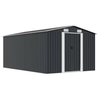 Berkfield Home Garden Shed 257x392x181 cm Metal Anthracite in Charcoal | Size: 257 x 392 x 181 cm