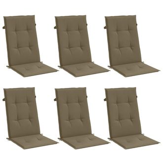 vidaXL Cuscini Sedia Schiena Alta 6 Tortora M&eacute;lange 120x50x4 Tessuto - Vidaxl