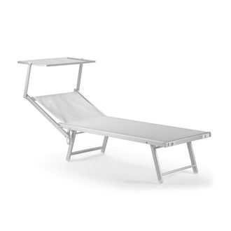 Mobili Rebecca Rebecca Mobili Tumbona De Playa Aluminio Textilene Blanco 38x186x61