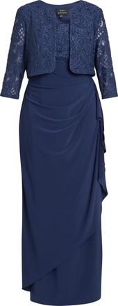 Gina Bacconi Womens Sadira Maxi Lace Bolero Dress With Jacket - Navy - Size 10 UK