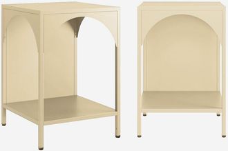 Sweeek Mesita De Noche Industrial De Metal, Set De 2, Soho, Beige, 35x35x52 Cm