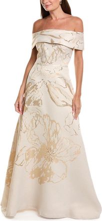 Teri Jon by Rickie Freeman Jacquard Metallic Gown