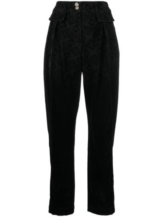 Alberta Ferretti geometric-print high-waisted trousers - women - Spandex/Elastane/Polyester/Cotton/Viscose/Polyester/Cotton - 38 - Black