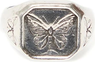 TwoJeys butterfly signet ring - unisex - Silver Plated Brass - 58.2
