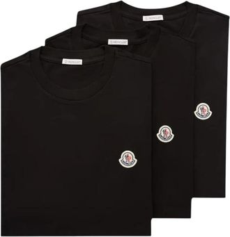 Moncler Logo Patch Katoenen T-Shirt (3-pack) - Heren - T-shirts - Zwart - 2XL - Katoen - Tops