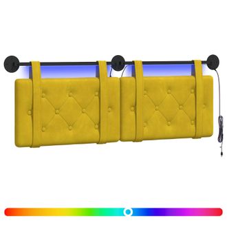 vidaXL Cabecero Colgante Con Luz Led Amarillo Terciopelo Vidaxl