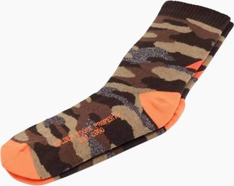 Golden Goose Womens Colorful Print Socks In Brown Camo/fluorescent Orange