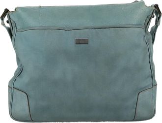 Gucci Gg Canvas Turquoise Canvas Shoulder Bag (Pre-Owned)