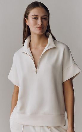 Bernardo Short-Sleeve Half-Zip Knit Pullover