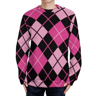 Generic Pinkblack Argyle Mens Sweater Sweatshirt Crewneck Pullover Long Sleeve Top M