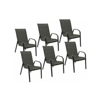 Happy Garden Happy Garden - Set di 6 sedie marbella in textilene grigio - alluminio grigio antracite