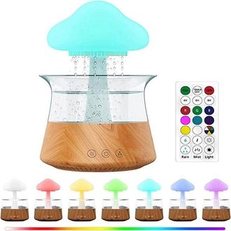 OEM Difusor Humidificador Con Efecto Lluvia Y Luces Nocturnas De 7 Colores, Difusor De Aromaterapia Con Aceites Esenciales Y Control Remoto