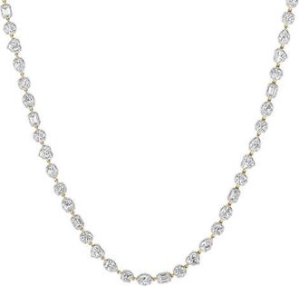HauteCarat Georgian Lab Grown Diamond Tennis Necklace in 18K Yellow/Blackened Gold at Nordstrom