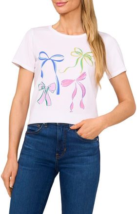 CeCe by Cynthia Steffe Bow Cotton Graphic T-Shirt in Ultra White at Nordstrom, Size Medium
