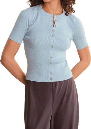 525 america Georgie Elbow Sleeve Button Down Cardigan In Winter Sky