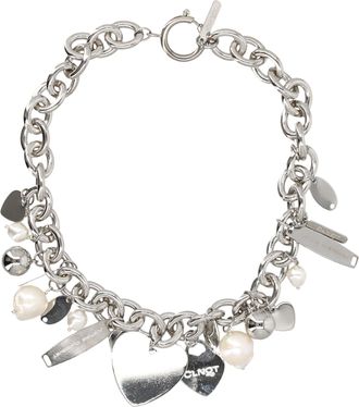 Justine Clenquet Britt Multi-Charm Silver-Tone Chain Necklace