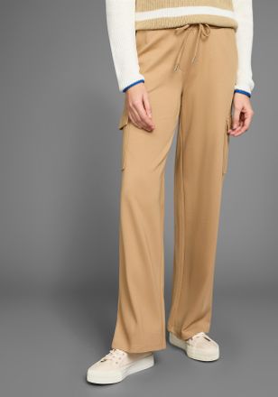 Daniel Hechter Cargohose HECHTER PARIS, Damen, Gr. 36, N-Gr, beige, Jersey, Obermaterial: 70% Viskose, 25% Polyamid, 5% Elasthan, unifarben, figurumspielend extralan