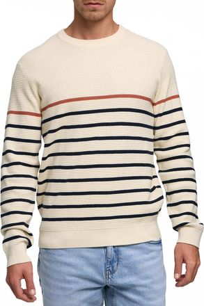 Indicode Strickpullover INDICODE INMars, Herren, Gr. XXL, vanilla, Strick, Obermaterial: 100% Baumwolle, gestreift, regular fit normal, Rundhals, B&uuml;ndchen, Pul