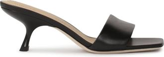 Kazar Zwarte muilezels met lage originele hak - Dames - Muiltjes - Zwart - 39 EU - Leer - Schoenen