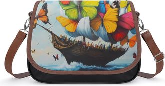 Generic Butterfly Boat Travel Womens Crossbody Bag Fashion Shoulder Handbags Message Tote Bag with Adjustable Strap