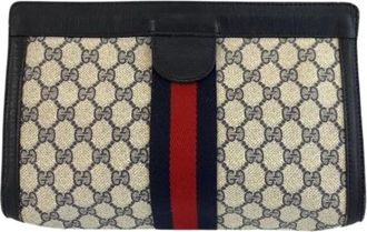 Gucci Pre-owned Clutches, male, Multicolor, Size: ONE SIZE Pre-owned GG Supreme Canvas Leather Clutch Bag