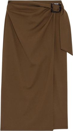 ottod'Ame Wikkel midi rok met schildpadgesp - Dames - Midirokken - Groen - M - Katoen - Rokken