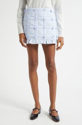 Tanner Fletcher Gender Inclusive Matilda Quilted Rosette Ruffle Miniskirt in Light Blue at Nordstrom Rack, Size 2 (6-8 Us)