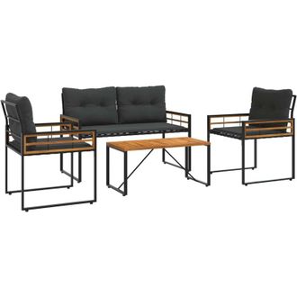 vidaXL Outdoor Furniture Set with Cushion 4 pcs Dim Gray vidaXL