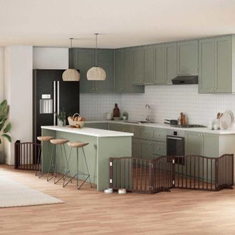 vidaXL Puerta De Perros Plegable 6 Paneles Madera &Aacute;lamo Marr&oacute;n 480 Cm Vidaxl