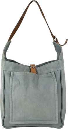 Herm&egrave;s Marwari Blue Canvas Shoulder Bag Tote Bag (Pre-Owned)