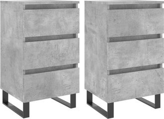 vidaXL Vidaxl - Mesitas noche 2 uds madera ingeniería gris hormigón 40x35x69 cm