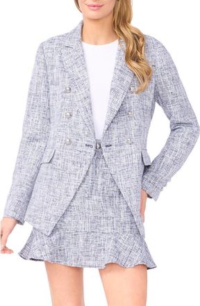 CeCe by Cynthia Steffe Tweed Double Breasted Blazer in Classic Navy at Nordstrom, Size 10