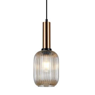 Netlighting Modern Hanging Pendant Brass 1 Light with Amber Shade E27