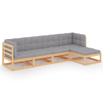 vidaXL Juego De Muebles De Jard&iacute;n 5 Pzas Y Cojines Madera Pino Maciza Vidaxl