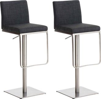 Clp Clp - Lote De 2 Taburetes De Bar Funda De Tela Panam&aacute; Gris Oscuro Acero Inoxidable