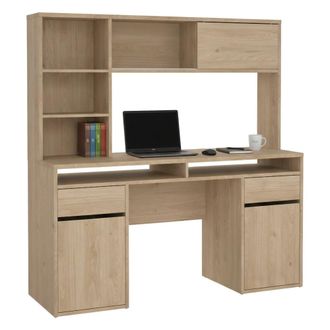 Dmora Dmora - Escritorio Ambrenti, Escritorio Multiusos, Mesa De Oficina Para Pc, El Plan De Trabajo, 149x48 H156 Cm, Roble