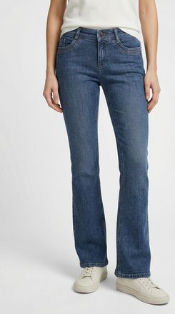MAC Broeken Bootcut-Jeans MAC DETROIT flared, Damen, Gr. 34, L&auml;nge 32, essential mid blau, Denim/Jeans, Obermaterial: 99% Baumwolle, 1% Elasthan, bootcut fit lang