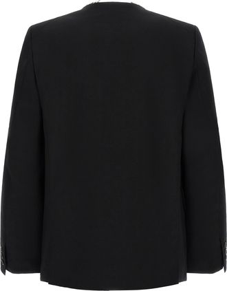 Comme Des Gar&ccedil;ons Collarless Wool Blazer - Black