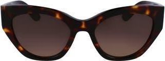 Ferragamo Classic Logo Tea Cup 55mm Cat Eye Sunglasses in Dark Tortoise at Nordstrom Rack