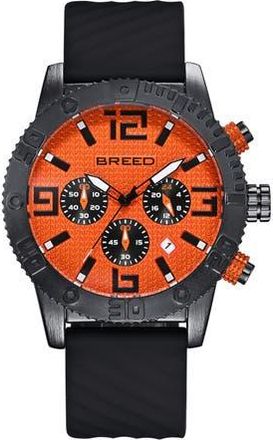Breed Double Agent Chronograph Watch with Date in Orange/black at Nordstrom